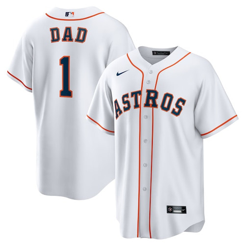 Men's Houston Astros  Nike White #1 Dad Home Replica Jersey