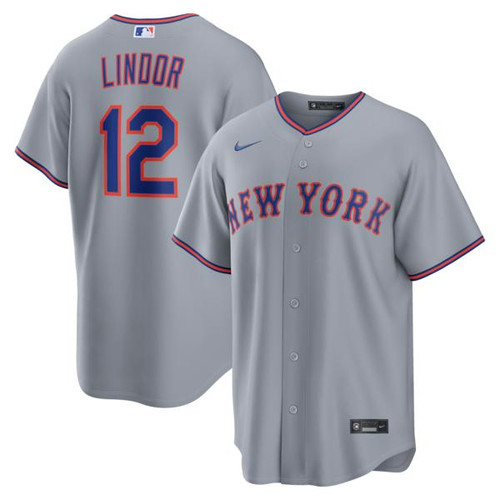 Men's New York Mets Francisco Lindor Nike Gray Road Replica Jersey