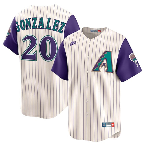 Men's Arizona Diamondbacks Luis Gonzalez Nike Cream Throwback Cooperstown Collection Limited Jersey