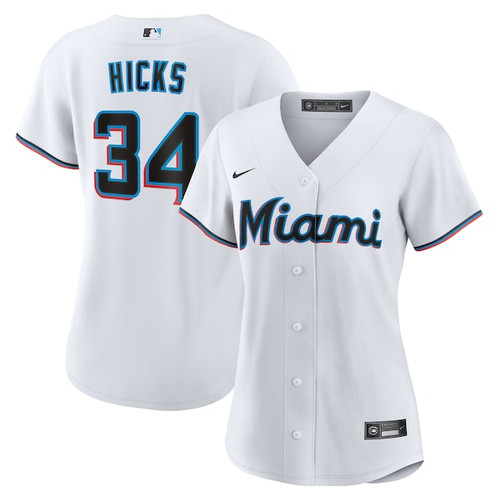 Women's Miami Marlins Liam Hicks Nike White Home Replica Jersey
