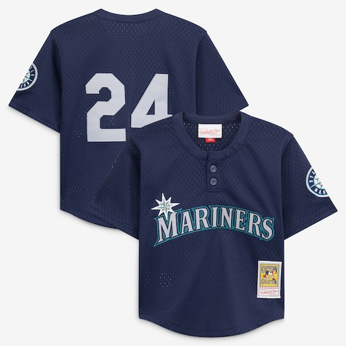 Preschool Seattle Mariners Ken Griffey Jr. Mitchell & Ness Navy Cooperstown Collection Mesh Batting Practice Jersey