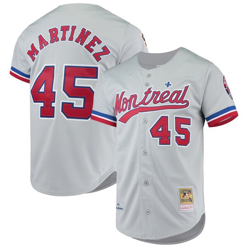 Men's Montreal Expos Pedro Martinez Mitchell & Ness Gray Cooperstown Collection  Jersey