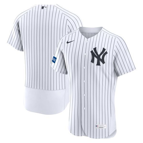 Men's New York Yankees Nike White Home Sponsor Patch  Jersey