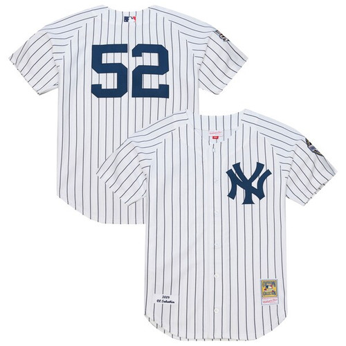 Men's New York Yankees CC Sabathia Mitchell & Ness White 2009 Cooperstown Collection  Jersey