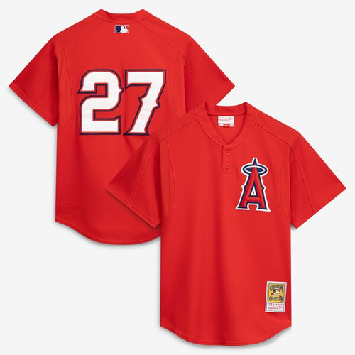 Men's California Angels Vladimir Guerrero Mitchell & Ness Red  Batting Practice Jersey