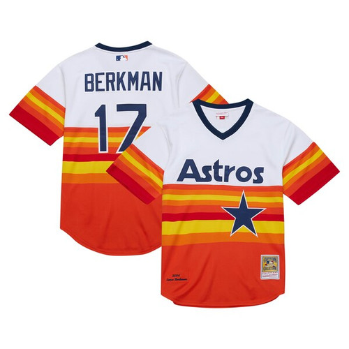 Men's Houston Astros Lance Berkman Mitchell & Ness White 2004 Cooperstown Collection  Throwback Jersey
