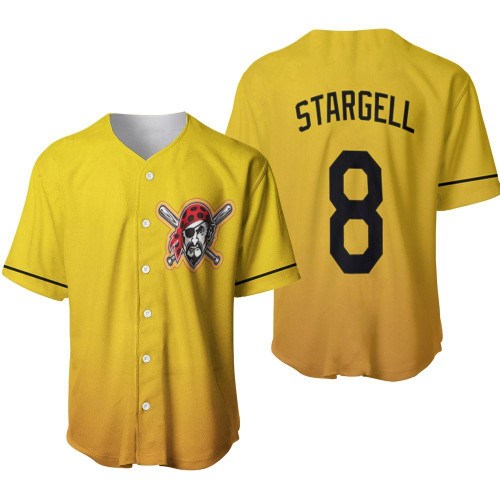 Pittsburgh Pirates Willie Stargell #8 Great Player 2020 MLB Baseball Team Logo Yellow 3D Designed Allover Gift For Pirates Fans Baseball Jersey - MLB