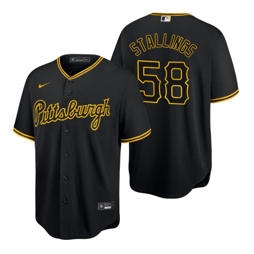 Mens Pittsburgh Pirates #58 Jacob Stallings 2020 Baseball Black Jersey Gift For Pirates Fans