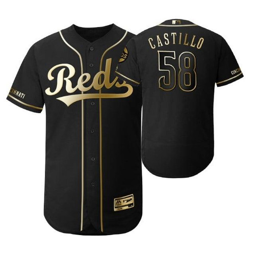 Cincinnati Reds #58 Luis Castillo Mlb 2019 Golden Edition Black Jersey Gift For Reds Fans