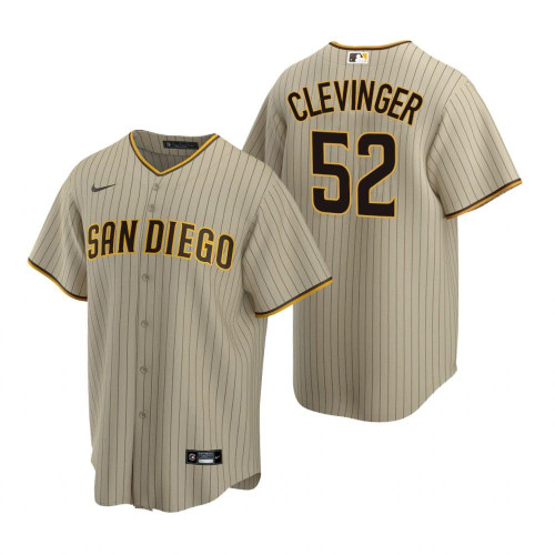 Mens San Diego Padres #52 Mike Clevinger 2020 Alternate Sand Brown Jersey Gift For Padres Fans