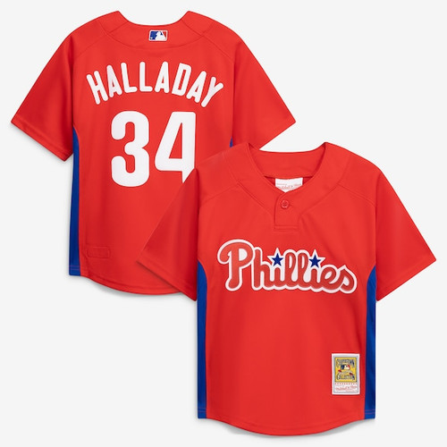 Toddler Philadelphia Phillies Roy Halladay Mitchell & Ness Red Cooperstown Collection Mesh Batting Practice Jersey