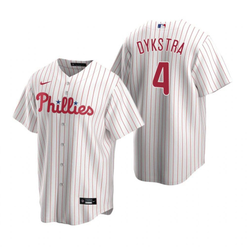 Mens Philadelphia Phillies #4 Lenny Dykstra 2020 Retired Player White Jersey Gift For Phillies Fans