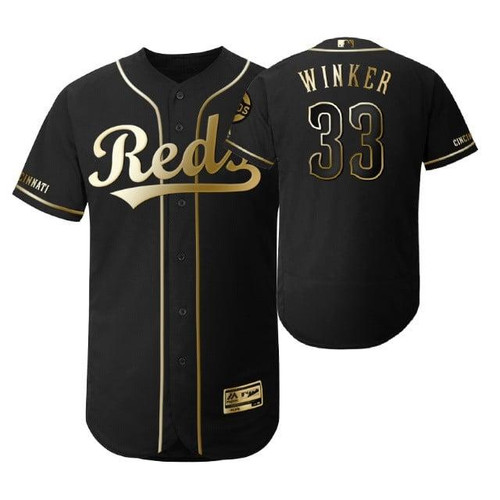 Cincinnati Reds #33 Jesse Winker Mlb 2019 Golden Edition Black Jersey Gift For Reds Fans
