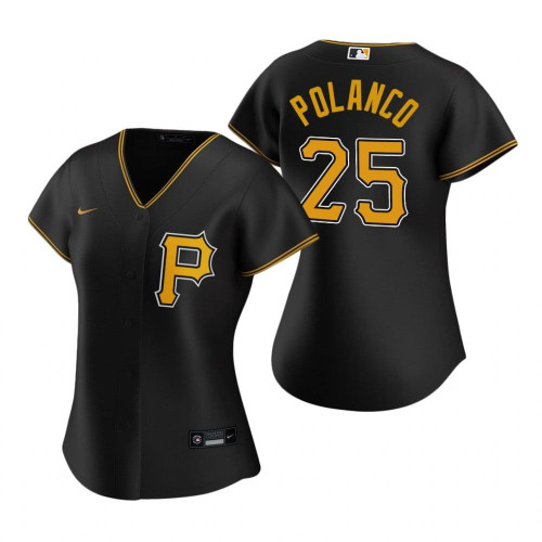 Womens Pittsburgh Pirates #25 Gregory Polanco 2020 Black Jersey Gift For Pirates Fans