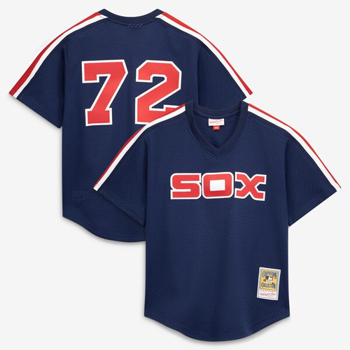 Men's Chicago White Sox Carlton Fisk Mitchell & Ness Navy  Batting Practice Jersey