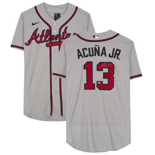 Ronald Acuna Jr. Atlanta Braves Fanatics  Autographed Gray Nike Replica Replica  Jersey