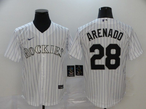 Colorado Rockies Nolan Arenado #28 2020 Mlb White Stripe Lines Jersey