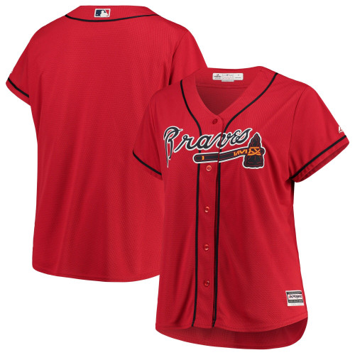 Atlanta Braves Majestic WomenS Plus Size Cool Base Team Jersey - Red