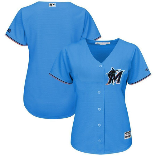 Miami Marlins Majestic Womens Alternate 2021 Official Cool Base Team Jersey Jersey Blue Thunder 2021