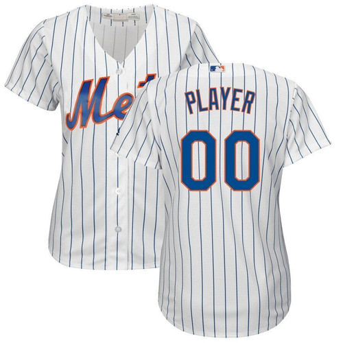 New York Mets Majestic Womens Cool Base Custom Jersey Jersey White/Royal 2021
