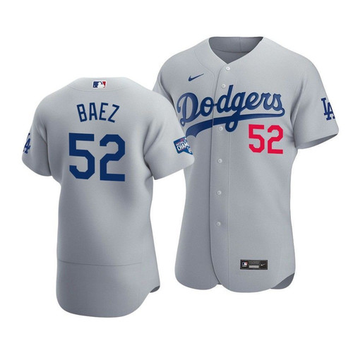 MenS Los Angeles Dodgers Pedro Baez #52 2020 World Series Champions  Alternate Jersey Gray