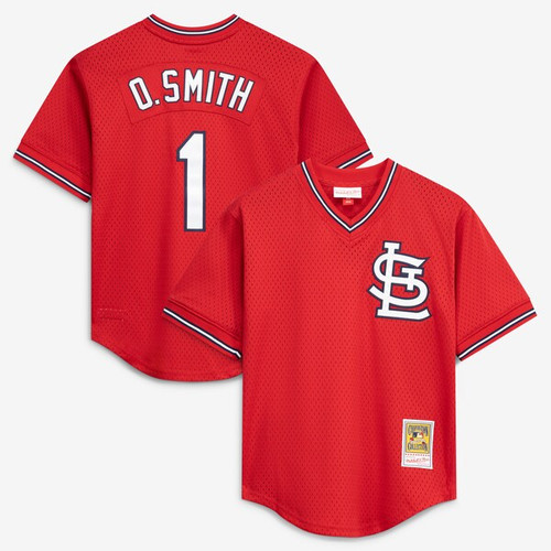 Men's St. Louis Cardinals Ozzie Smith Mitchell & Ness Scarlet  Batting Practice Jersey