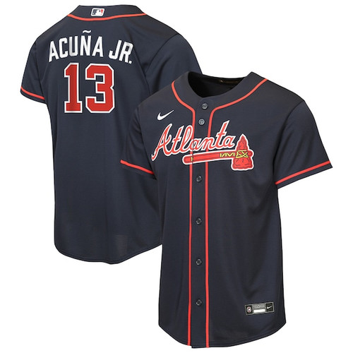 Youth Atlanta Braves Ronald Acuña Jr. Nike Navy Alternate Replica Jersey