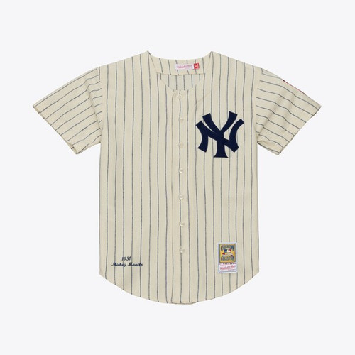 Men's New York Yankees Mickey Mantle Mitchell & Ness Cream 1951 Cooperstown Collection  Jersey