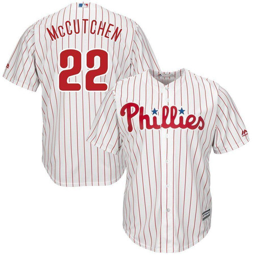 Andrew McCutchen Philadelphia Phillies Majestic Official Cool Base Player Jersey White/Scarlet 2019