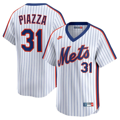 Men's New York Mets Mike Piazza Nike White Throwback Cooperstown Collection Limited Jersey