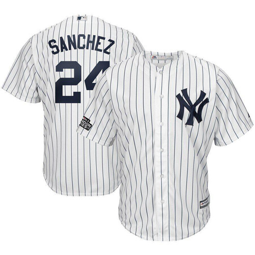 Gary Sanchez New York Yankees Majestic 2019 London Series Cool Base Player Jersey White/Navy 2019