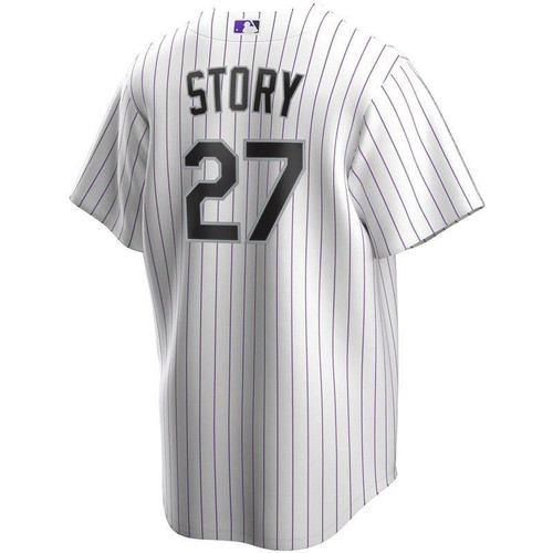 Colorado Rockies Trevor Story #27 2020 MLB White Stripe Lines Jersey