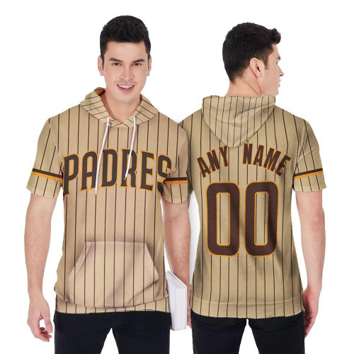 Personalized San Diego Padres 00 Anyname Mlb 2020 Light Brown Stripe Jersey Inspired Style Gift For San Diego Padres Fans Short Sleeve Hoodie