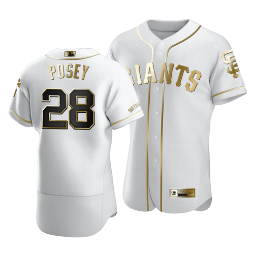 Giants Buster Posey #28 Golden Edition White  Jersey