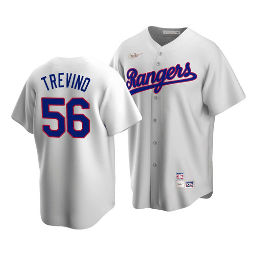 Men'S Texas Rangers Jose Trevino #56 Cooperstown Collection White Home Jersey