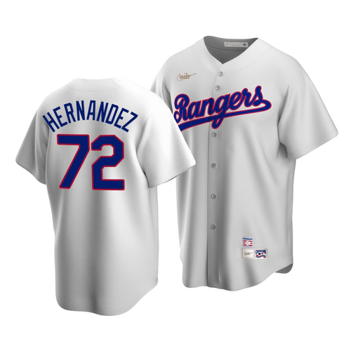 Men'S Texas Rangers Jonathan Hernandez #72 Cooperstown Collection White Home Jersey
