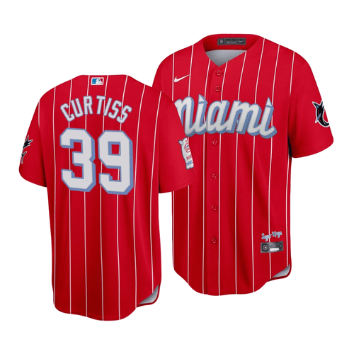 Men'S Miami Marlins John Curtiss #39 2021 City Connect Replica Jersey Red