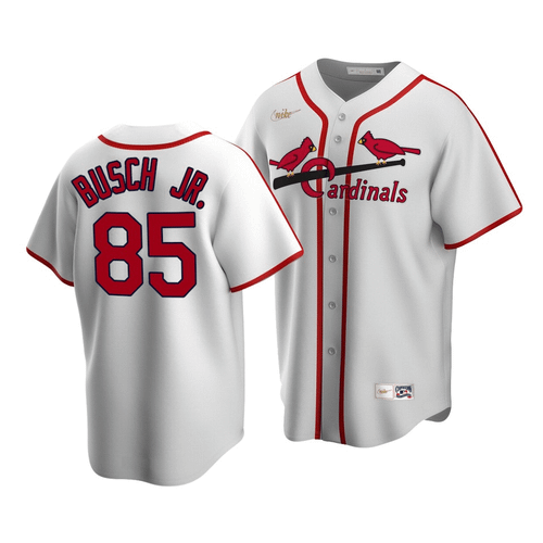 Men'S St. Louis Cardinals August Busch Jr. #85 Cooperstown Collection White Home Jersey