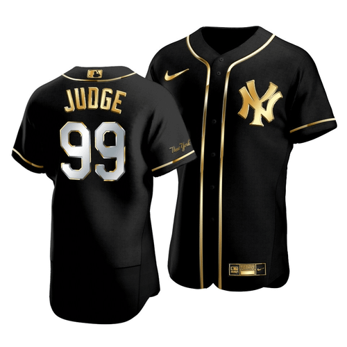 Men'S New York Yankees Aaron Judge #99 Golden Edition Black  Jersey
