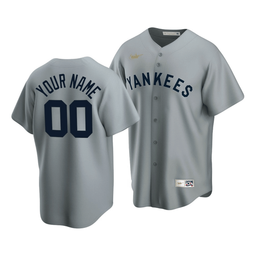 Men'S New York Yankees Custom #00 Cooperstown Collection Gray Road Jersey