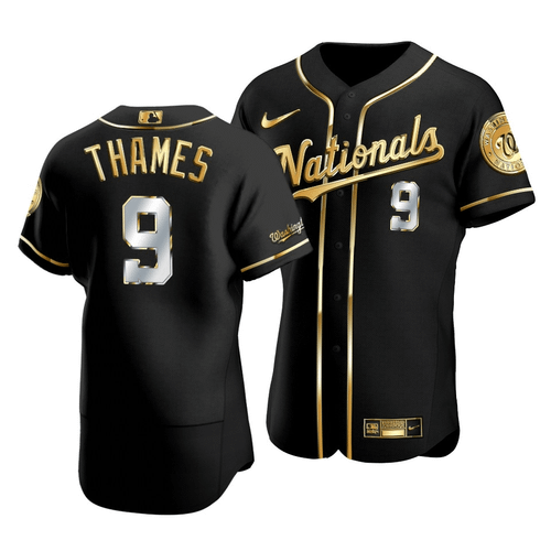 Men'S Washington Nationals Eric Thames #9 Gold Edition Black  Jersey
