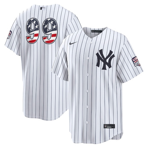 Men's New York Yankees Aaron Judge Nike White USA 250 Fourth of July Home Stadium Jersey