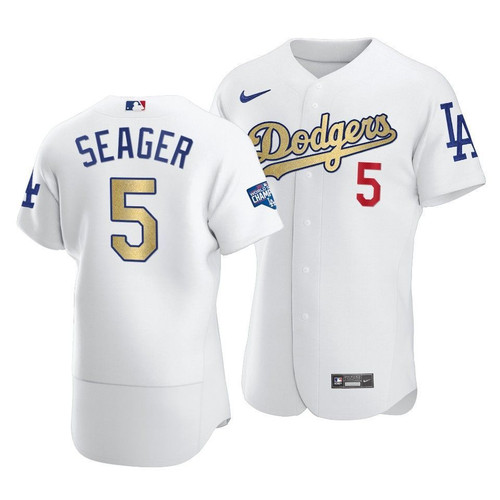 Los Angeles Dodgers Corey Seager #5 2021 Gold Men Program Jersey