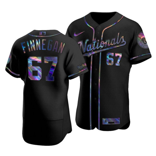 Men'S Washington Nationals Kyle Finnegan #67 Iridescent Logo Holographic Limited Jersey Black