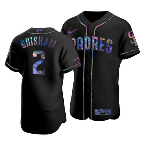 Men'S San Diego Padres Trent Grisham #2 Iridescent Logo Holographic Limited Jersey Black