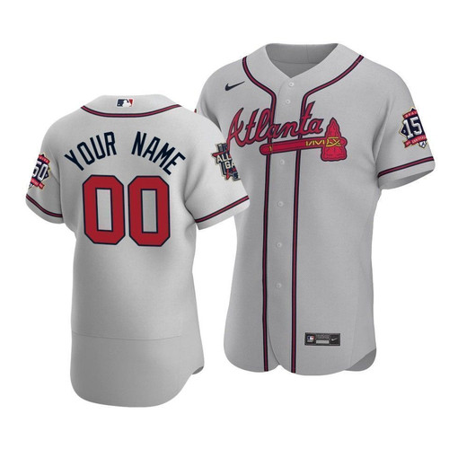 Atlanta Braves Custom #00 2021 Mlb All-Star Game Patch Road Jersey Gray