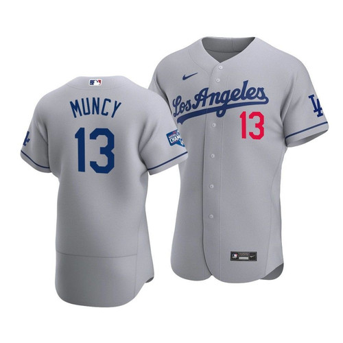Men'S Los Angeles Dodgers Max Muncy #13 2020 World Series Champions  Road Jersey Gray
