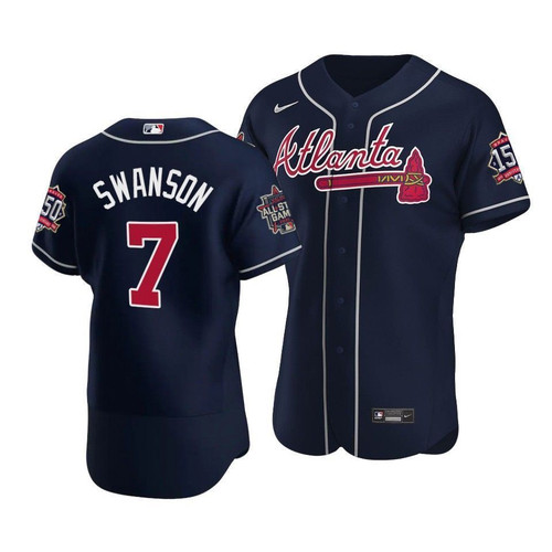 Atlanta Braves Dansby Swanson #7 2021 Mlb All-Star Game Patch Team Jersey Navy