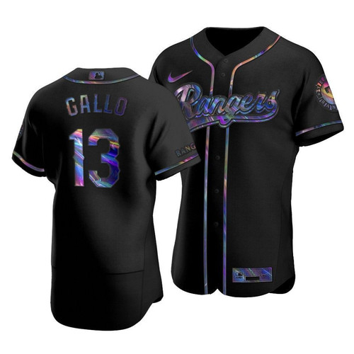 Texas Rangers Joey Gallo #13 Iridescent Logo Holographic Limited Jersey Black