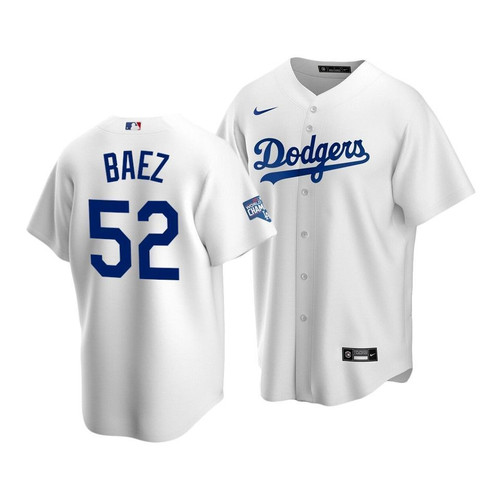 Men'S Los Angeles Dodgers Pedro Baez #52 2020 World Series Champions White Replica Home Jersey